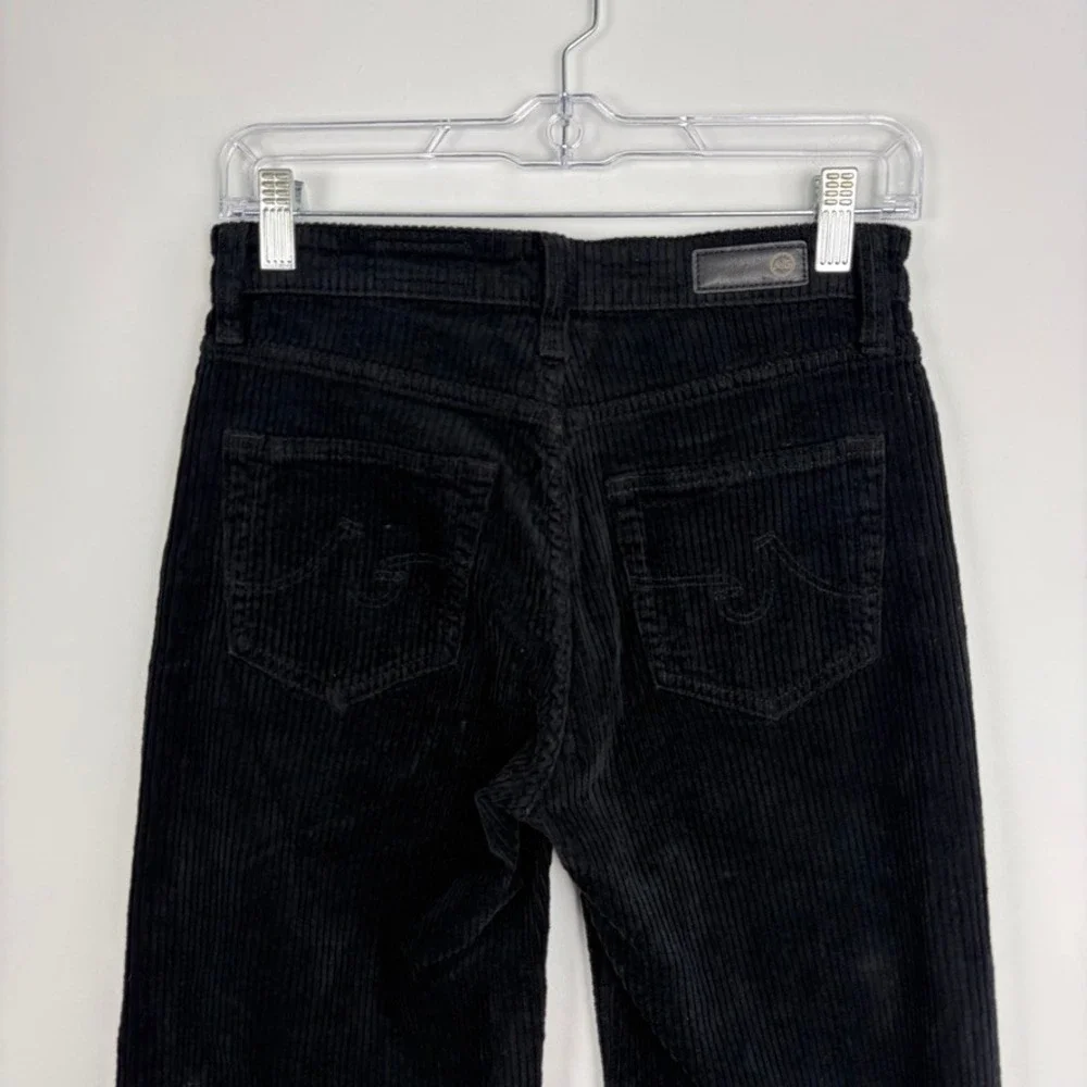 AG Cherise Crop Wide Leg Corduroy Jeans Super Black Mid Rise Plush Size 24